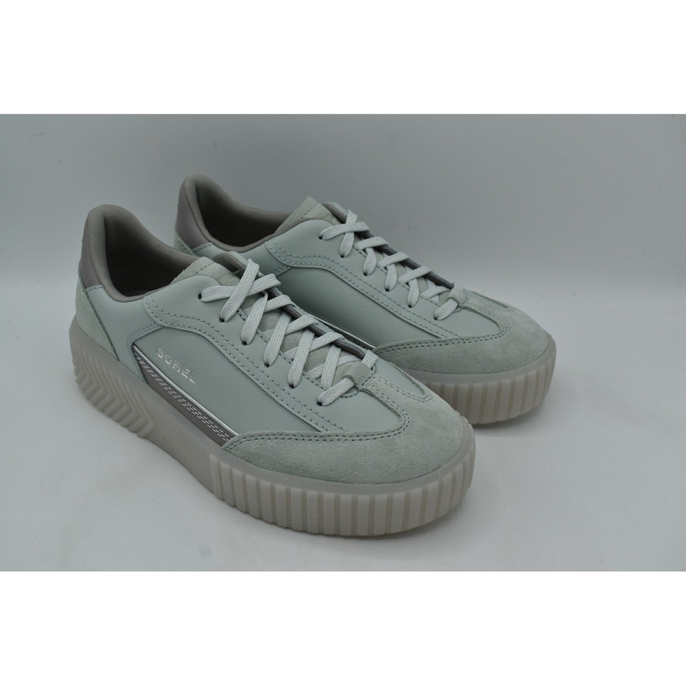 Sorel ONA Ave T-Toe Sneaker Womens 7.5 Cool Green Chrome Grey New Platform Suede - Picture 4 of 12